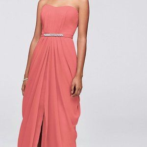 Strapless Chiffon Bridesmaid Dress with Swag Skirt